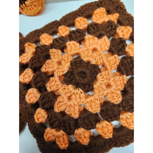 Handmade Crochet Pot Holders & Magnet Set Orange Brown Kitchen - Picture 3 of 10